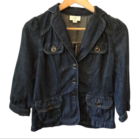 LOFT Ann Taylor Jean Denim Jacket Blazer Small Petite Womens - Picture 1 of 5